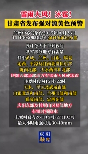 雷雨大風(fēng)！冰雹！甘肅省發(fā)布強對流黃色預(yù)警
